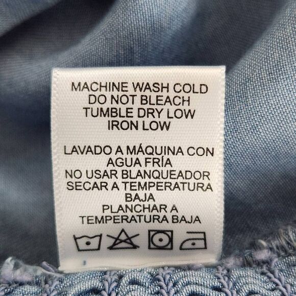 Love Tree Blue Chambray Mini Bodycon Dress Size Medium Blue Bodycon Denim Dress - Picture 9 of 10